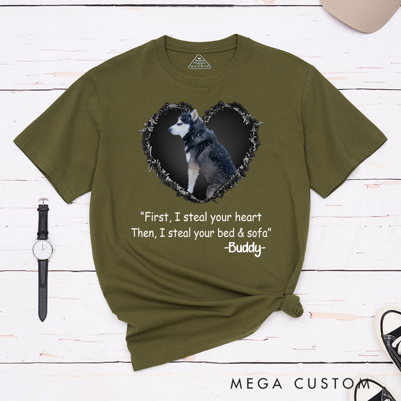 Personalized Dog Lover Steal Your Heart and Steal Your Bed Sofa T-Shirt