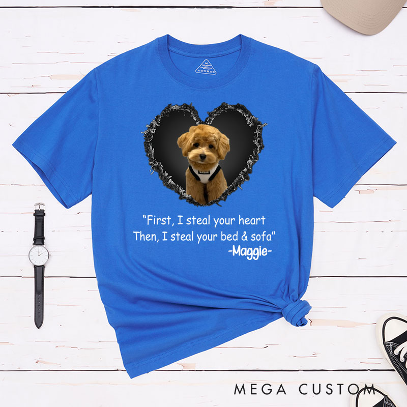 Personalized Dog Lover Steal Your Heart and Steal Your Bed Sofa T-Shirt