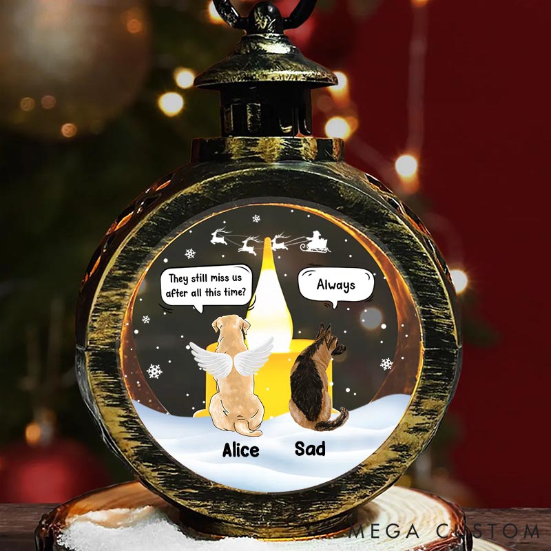 Personalized Dog Lover Still Miss Us Christmas Lantern