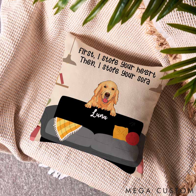 Personalized Dog Lover Stole Your Heart Stole Your Sofa Throw Pillows