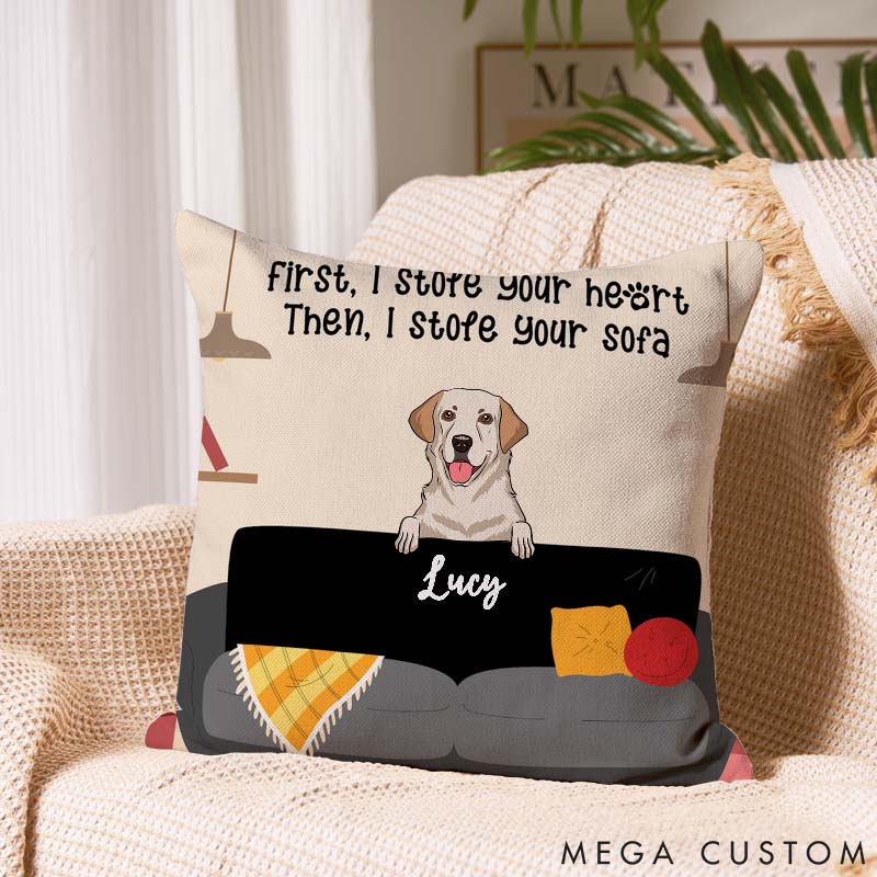 Personalized Dog Lover Stole Your Heart Stole Your Sofa Throw Pillows