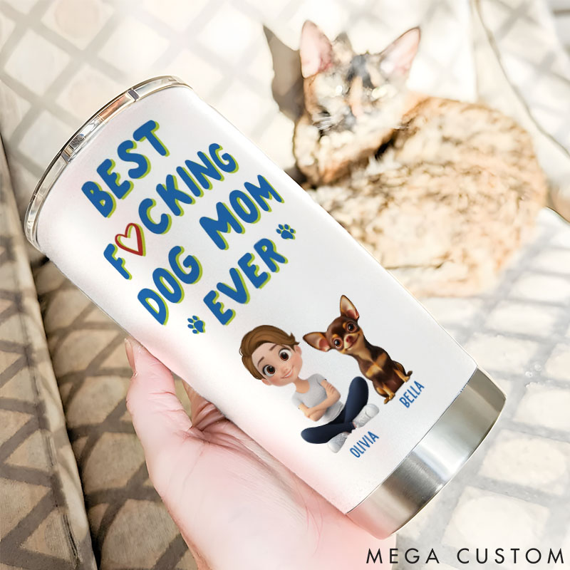 Personalized Dog Lover Summertime with Me Dog Mom 20oz Tumbler