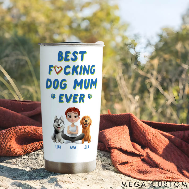 Personalized Dog Lover Summertime with Me Dog Mom 20oz Tumbler