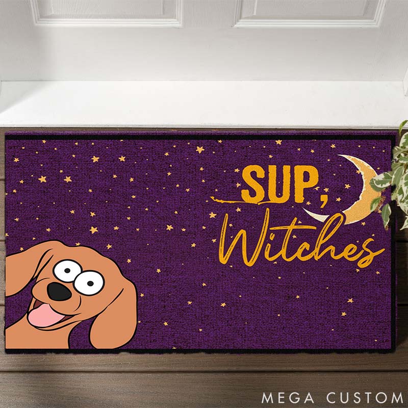 Personalized Dog Lover Sup Witches Dog Version Doormat
