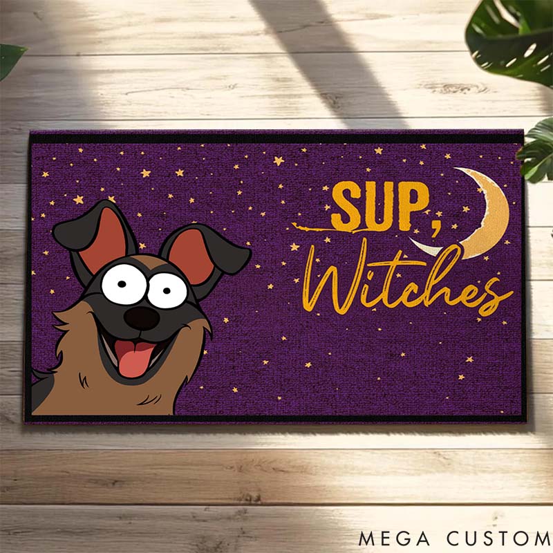 Personalized Dog Lover Sup Witches Dog Version Doormat