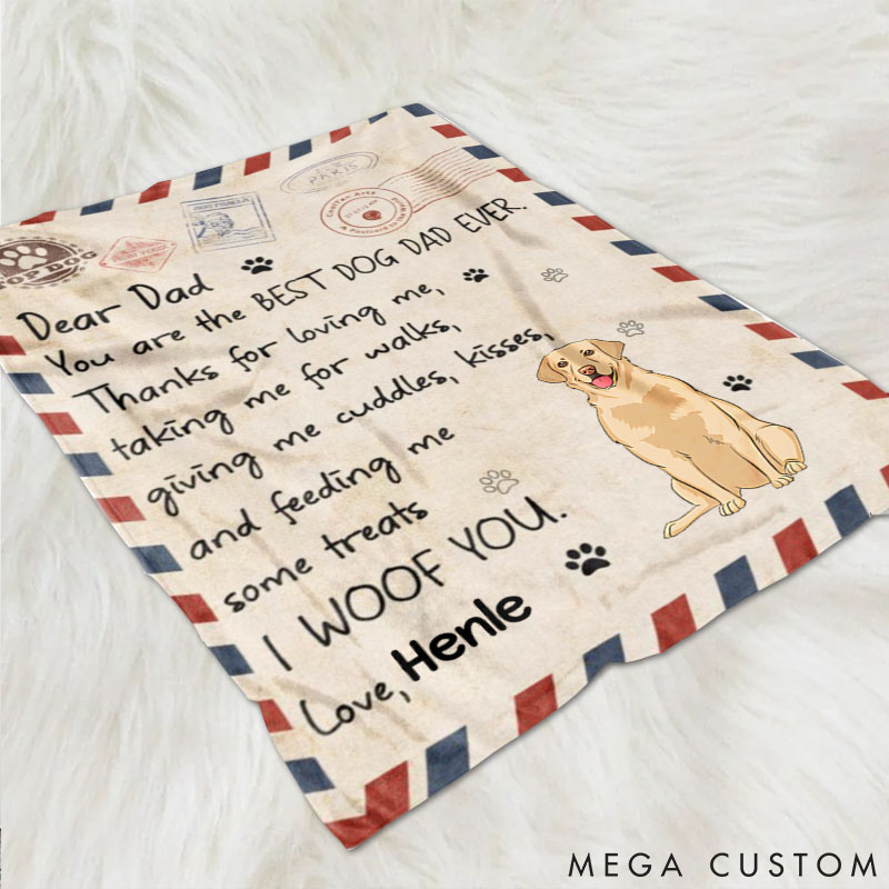 Personalized Dog Lover Thank You Dog Dad Throw Blanket
