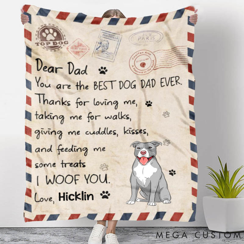 Personalized Dog Lover Thank You Dog Dad Throw Blanket