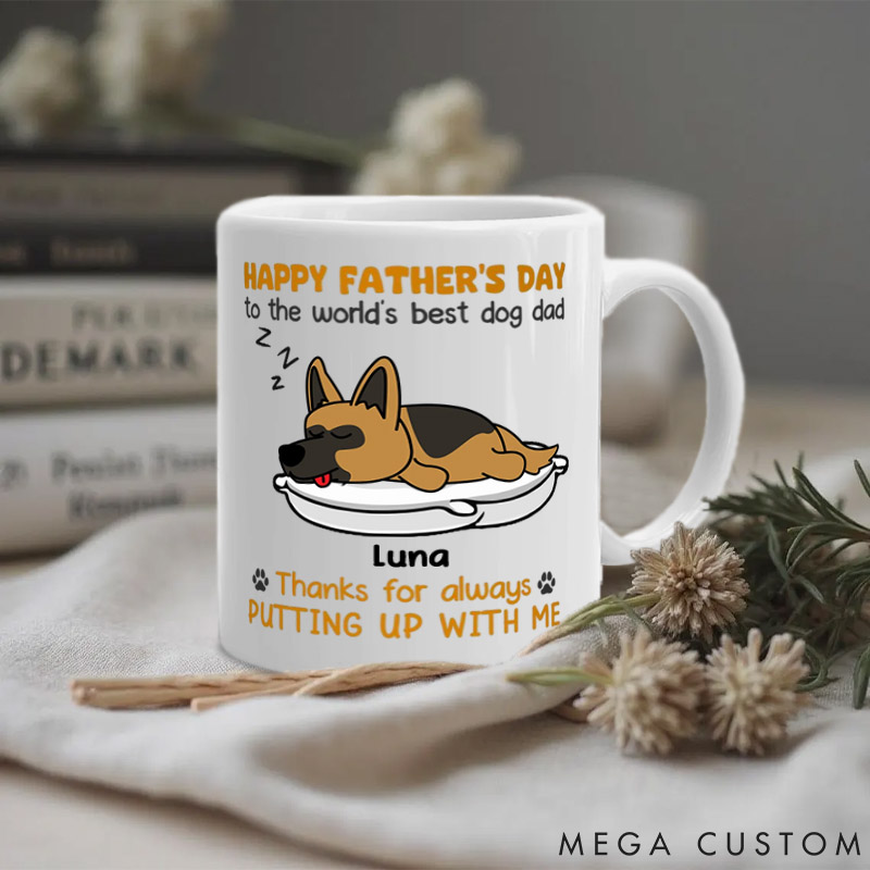 Personalized Dog Lover Thanks for Always Putting Up Dog Dad Mugs