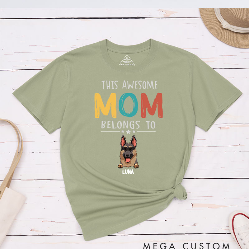 Personalized Dog Lover This Awesome Mom Belongs to Dogs T-Shirt