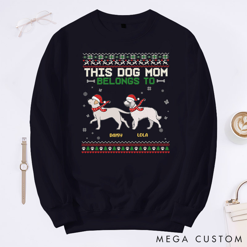 Personalized Dog Lover This Dog Mom Belongs to Sweatshirts