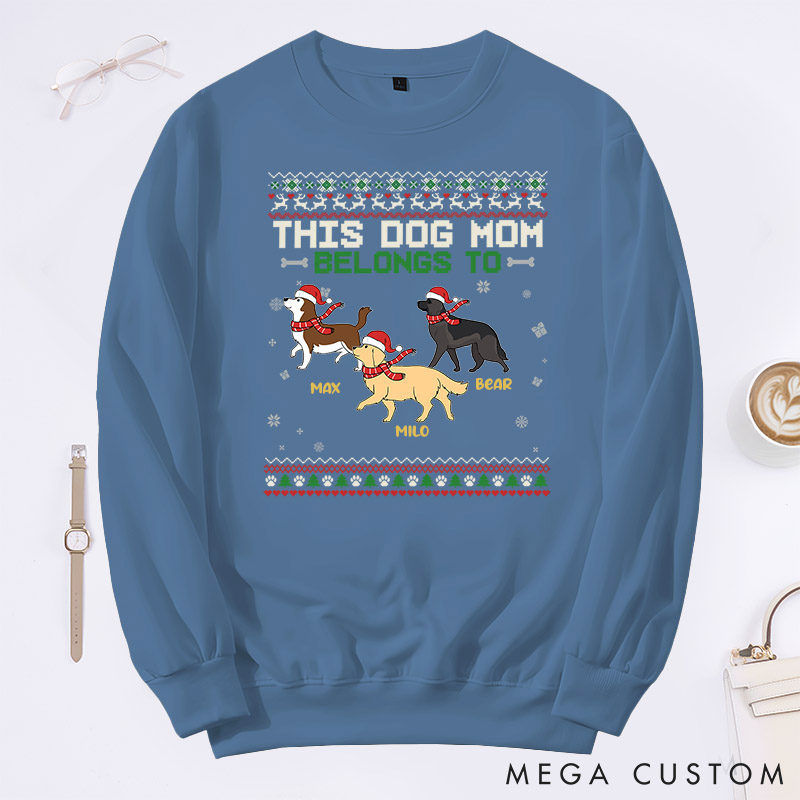 Personalized Dog Lover This Dog Mom Belongs to Sweatshirts