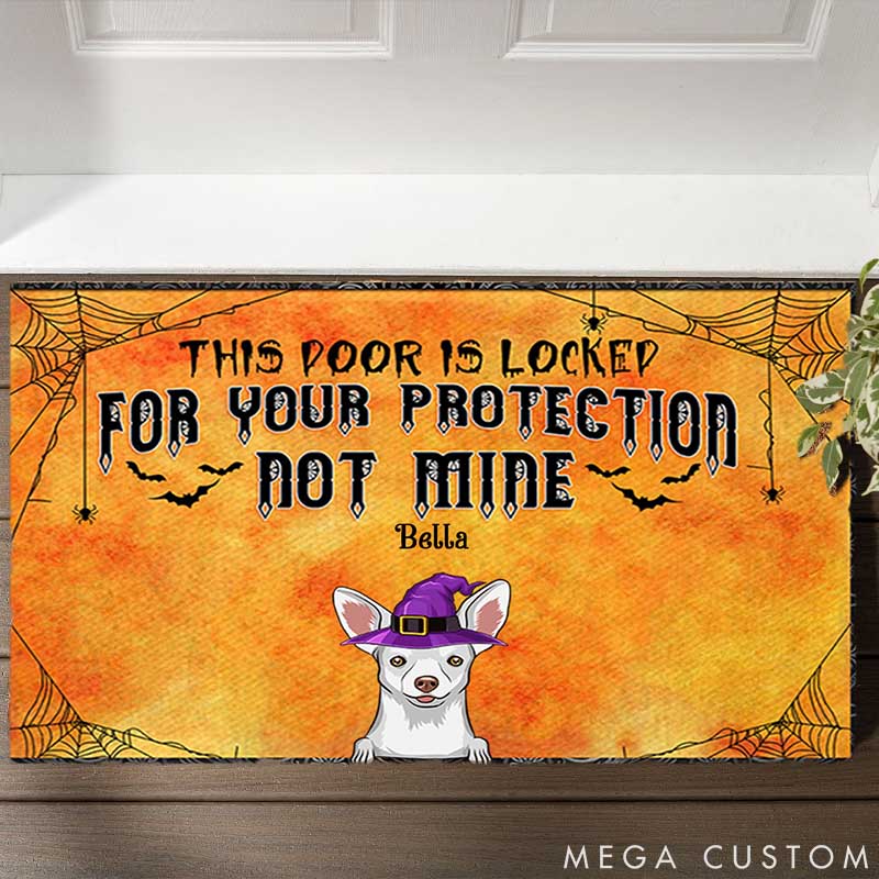 Personalized Dog Lover This Door Is Locked Dog Doormat