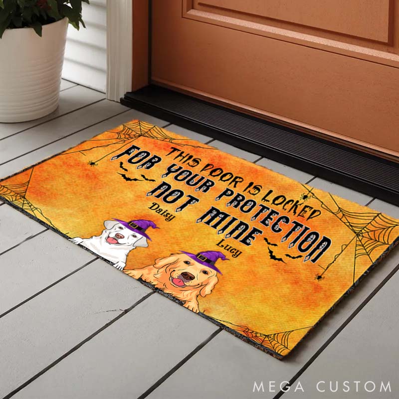 Personalized Dog Lover This Door Is Locked Dog Doormat
