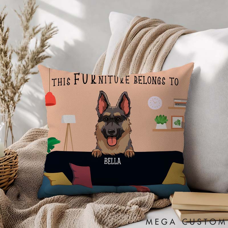 Personalized Dog Lover This Furniture Belongs to the Dog Throw Pillows