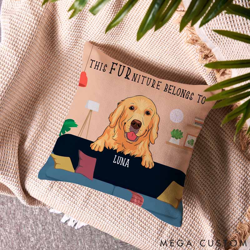 Personalized Dog Lover This Furniture Belongs to the Dog Throw Pillows