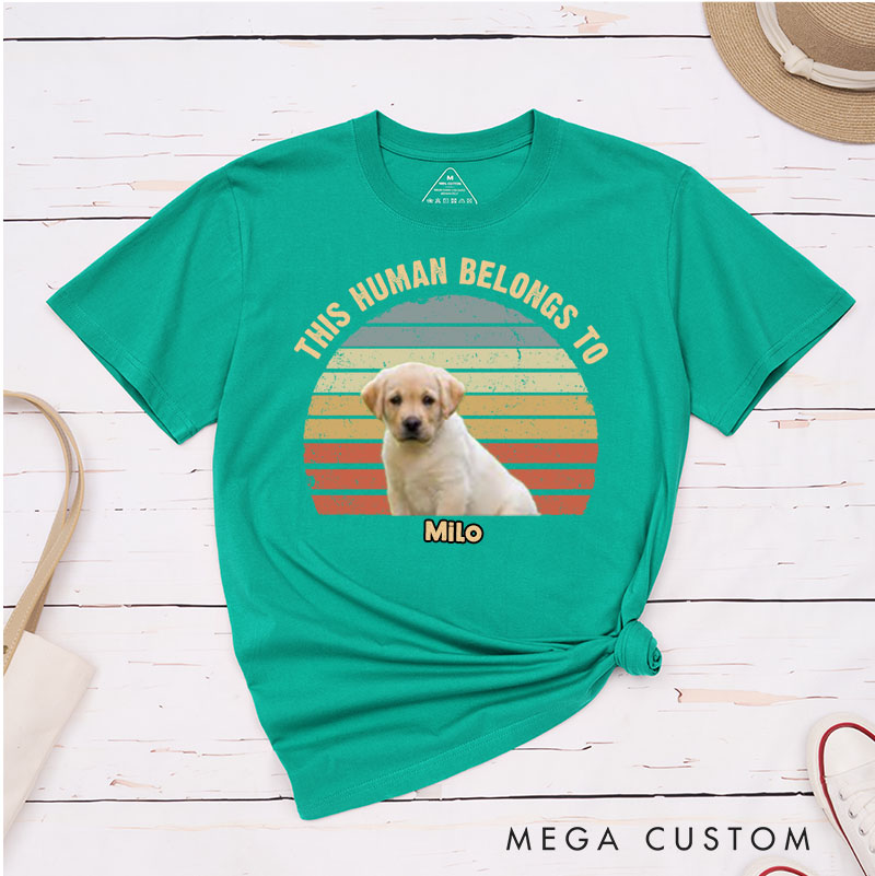 Personalized Dog Lover This Human Belongs to Me T-Shirt