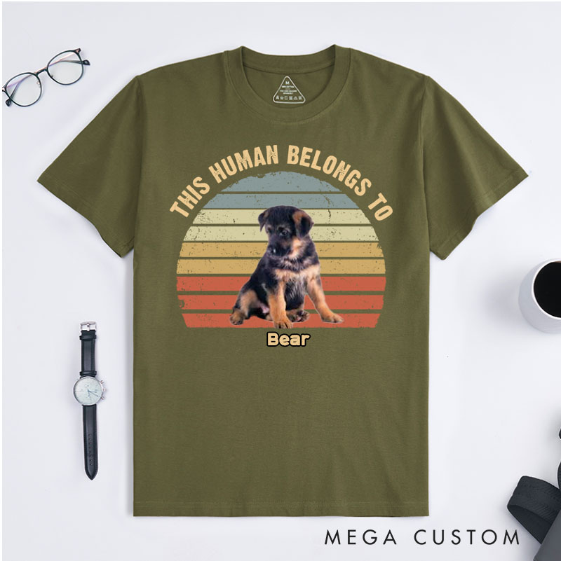 Personalized Dog Lover This Human Belongs to Me T-Shirt