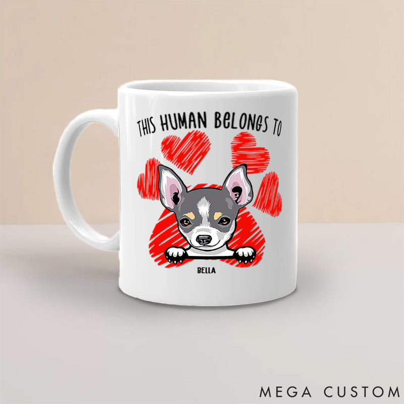 Personalized Dog Lover This Human Belongs to Mugs
