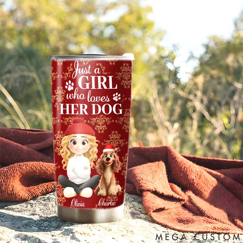 Personalized Dog Lover Toile Dog Cartoon Christmas 20oz Tumbler