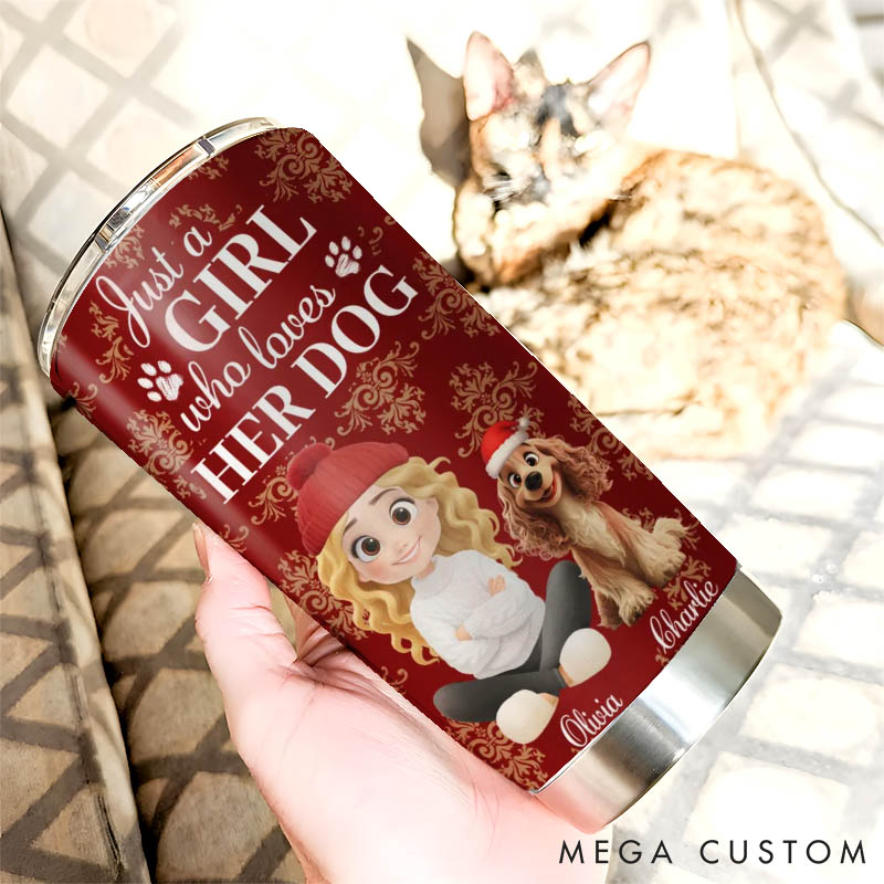 Personalized Dog Lover Toile Dog Cartoon Christmas 20oz Tumbler