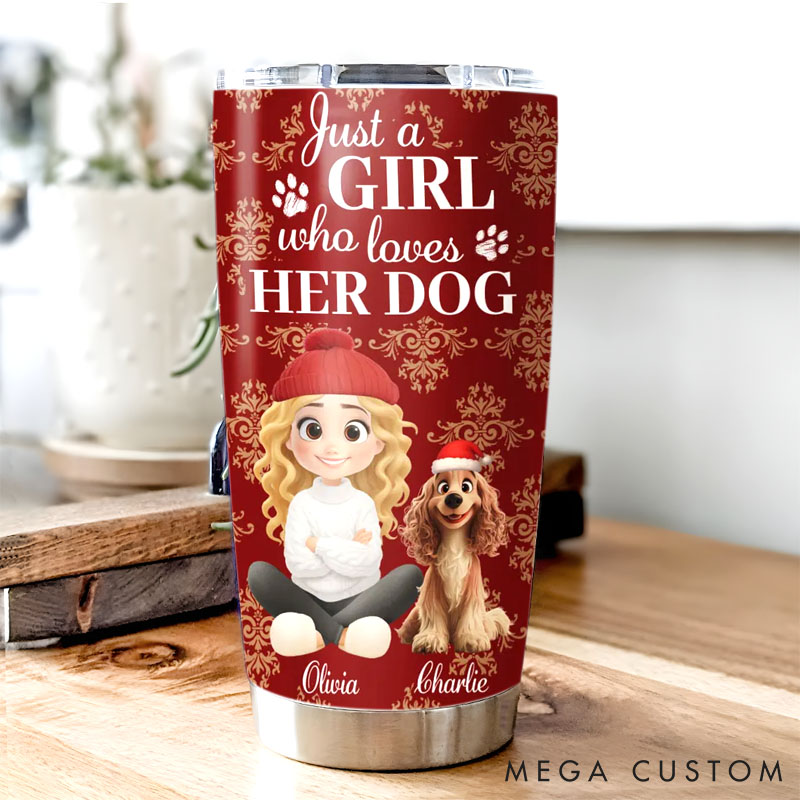 Personalized Dog Lover Toile Dog Cartoon Christmas 20oz Tumbler