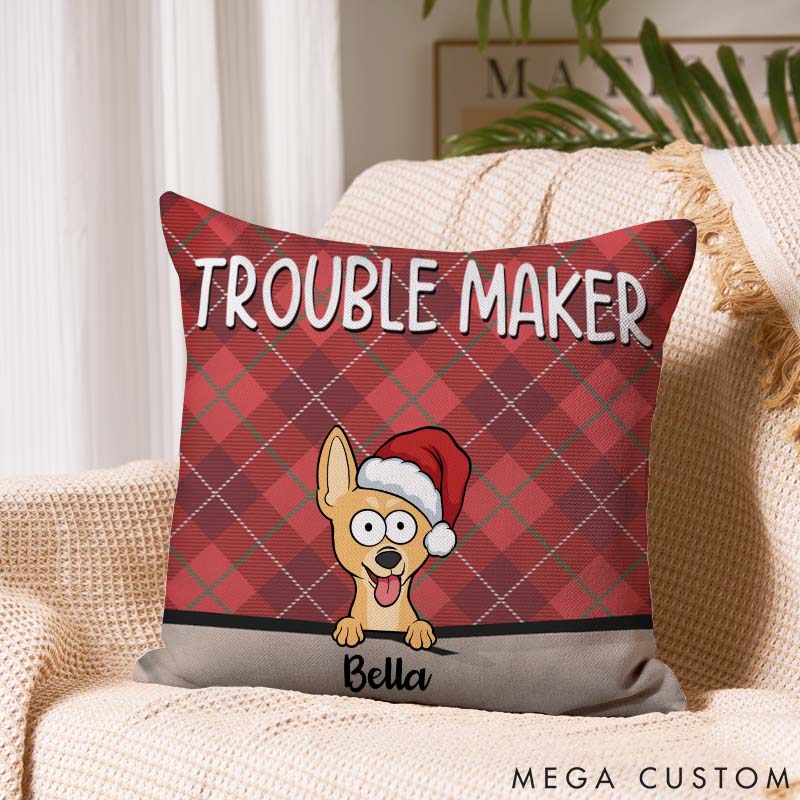 Personalized Dog Lover Trouble Makers Christmas Throw Pillows