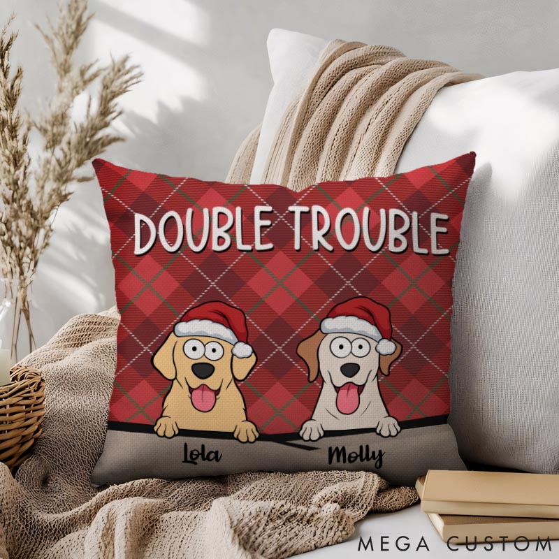 Personalized Dog Lover Trouble Makers Christmas Throw Pillows