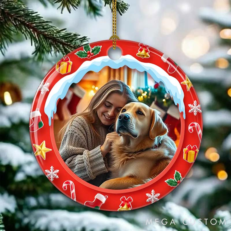 Personalized Dog Lover Under the Mistletoe Photo Christmas Ornament
