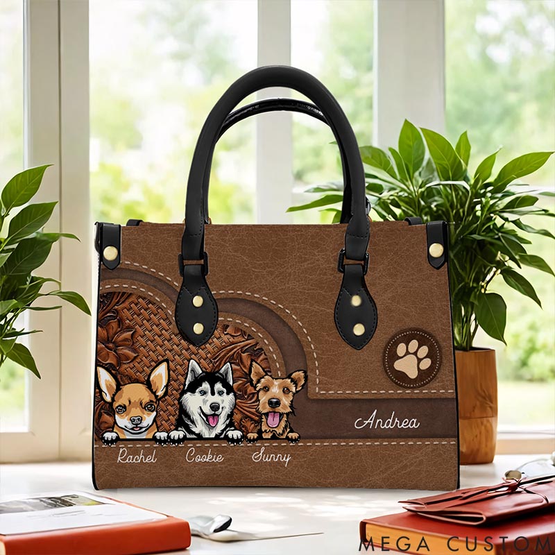 Personalized Dog Lover Vintage Floral and Woven Texture Tote Bag