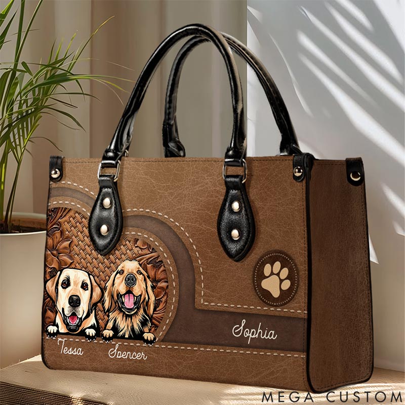 Personalized Dog Lover Vintage Floral and Woven Texture Tote Bag