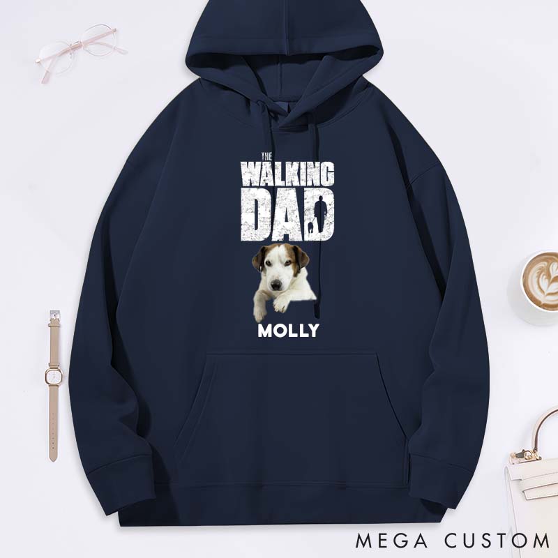 Personalized Dog Lover Walking Dog Dad Photo Classic Hoodies