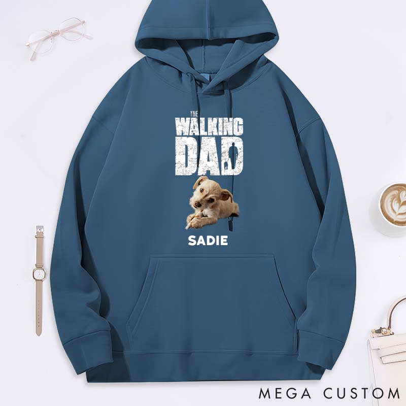 Personalized Dog Lover Walking Dog Dad Photo Classic Hoodies