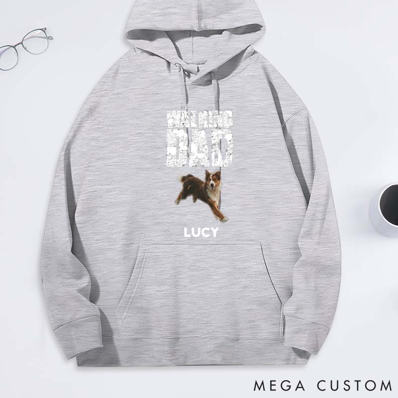 Personalized Dog Lover Walking Dog Dad Photo Classic Hoodies