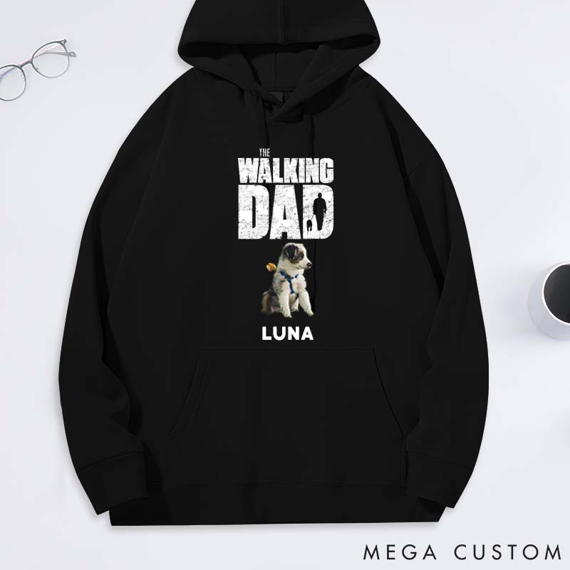 Personalized Dog Lover Walking Dog Dad Photo Classic Hoodies