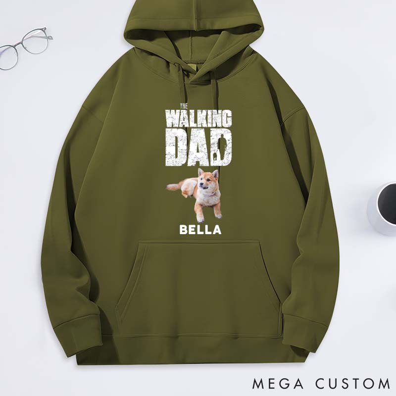 Personalized Dog Lover Walking Dog Dad Photo Classic Hoodies
