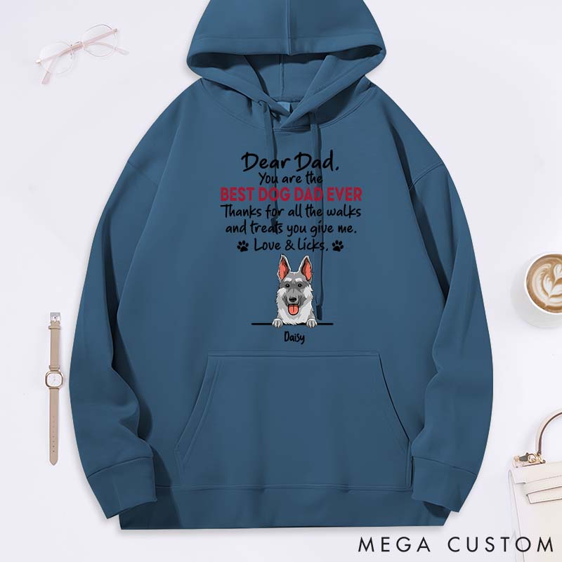 Personalized Dog Lover Walks and Treats for Dad Classic Hoodies