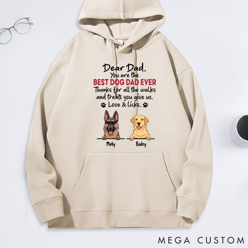 Personalized Dog Lover Walks and Treats for Dad Classic Hoodies