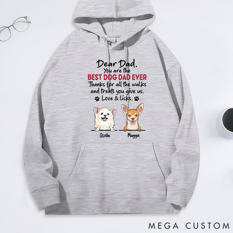 Personalized Dog Lover Walks and Treats for Dad Classic Hoodies