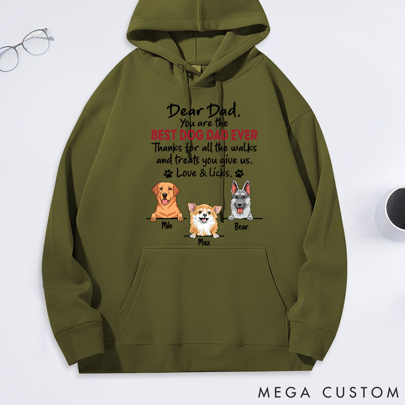 Personalized Dog Lover Walks and Treats for Dad Classic Hoodies