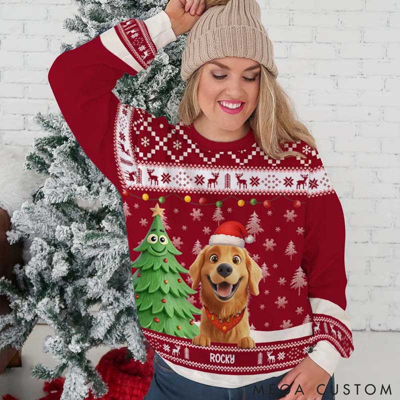 Personalized Dog Lover Warm and Fun Christmas Ugly Sweatshirt