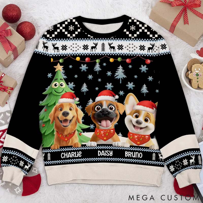 Personalized Dog Lover Warm and Fun Christmas Ugly Sweatshirt