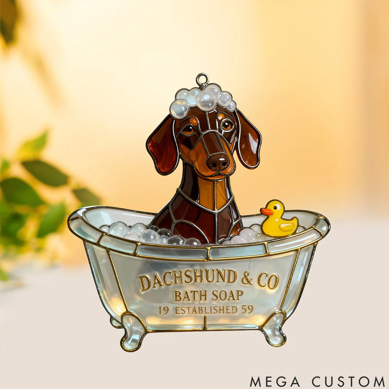 Personalized Dog Lover Wash Your Paws Pet Co Bath Soap Sun Catcher
