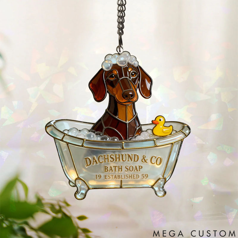 Personalized Dog Lover Wash Your Paws Pet Co Bath Soap Sun Catcher