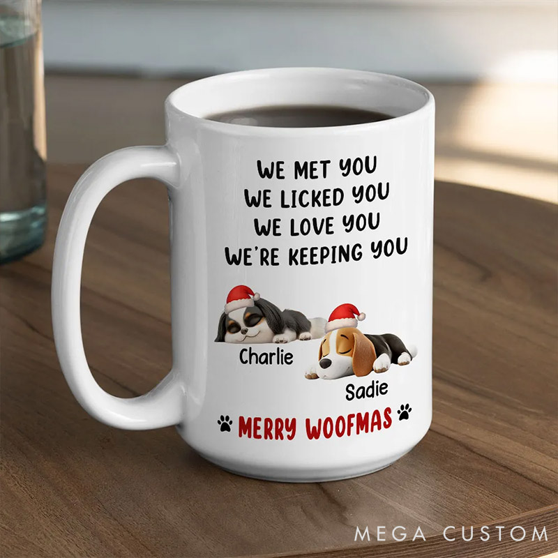 Personalized Dog Lover We Licked and Love You Ver Christmas Mugs