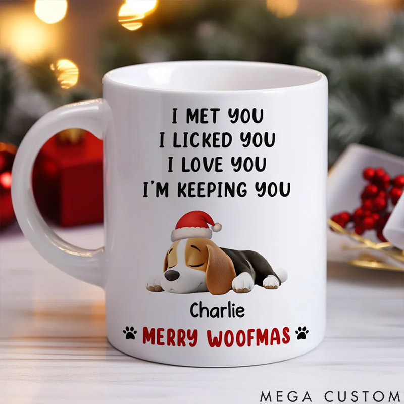 Personalized Dog Lover We Licked and Love You Ver Christmas Mugs