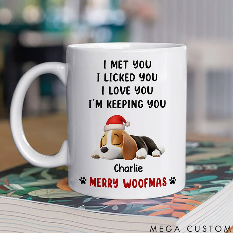 Personalized Dog Lover We Licked and Love You Ver Christmas Mugs