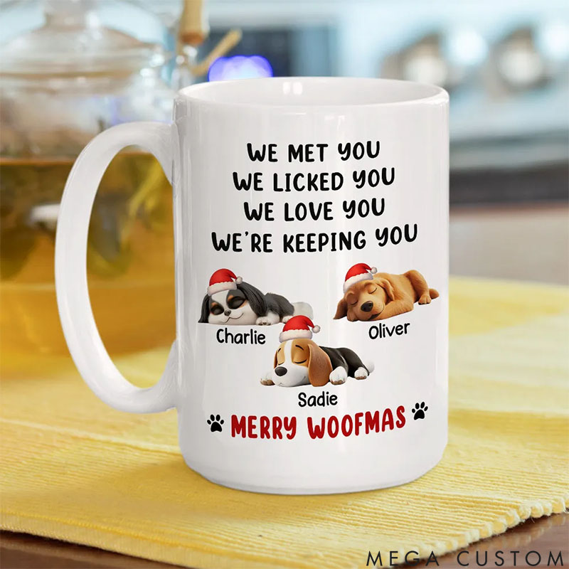 Personalized Dog Lover We Licked and Love You Ver Christmas Mugs