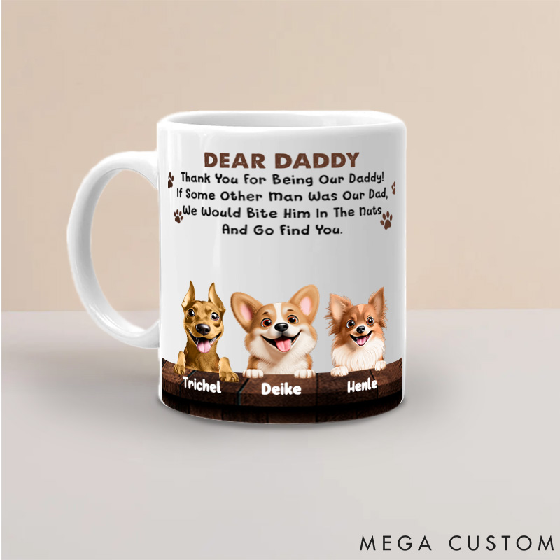 Personalized Dog Lover We Would Bite Him in the Nuts Mugs