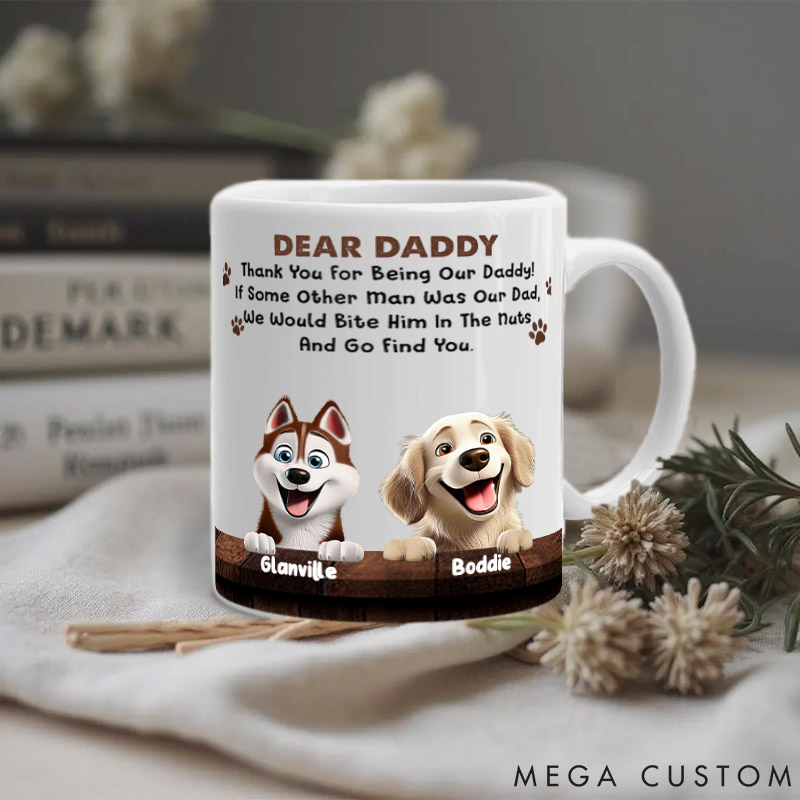 Personalized Dog Lover We Would Bite Him in the Nuts Mugs