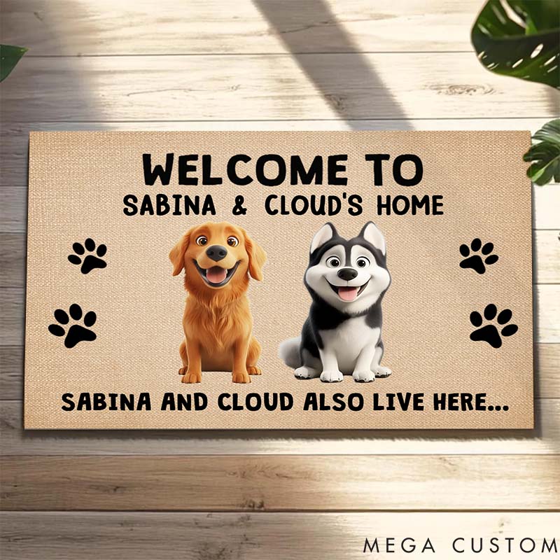 Personalized Dog Lover Welcome Dog Doormat for Dog Owners